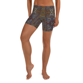 mockup-CAVIS Wunderpus Boy Shorts - yoga shorts - Orange Blue Octopus Pattern - Front