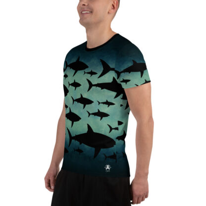 CAVIS Shark Pattern Athletic Shirt - Tech Shirt - Men's - Left