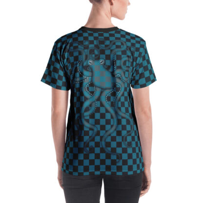CAVIS 80's Retro Style Checkered Camouflage Octopus Shirt - All Over Print T-shirt - Women's - Back
