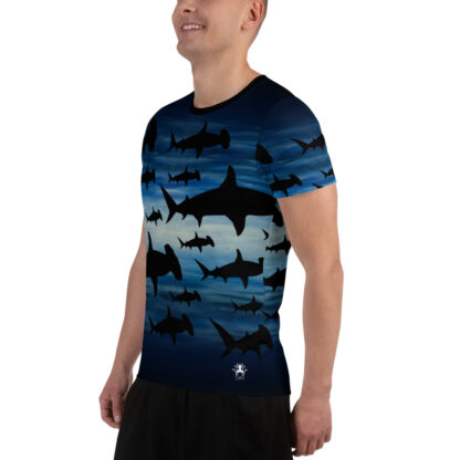 CAVIS Shark Pattern Athletic Shirt - Hammerhead Tech Shirt - Men's - Left
