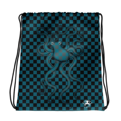 CAVIS 80's Retro Style Checkered Camouflage Octopus Drawstring Bag