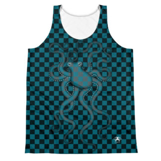 CAVIS 80's Retro Style Checkered Camouflage Octopus Tank Top - Front