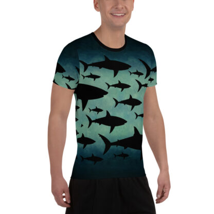 CAVIS Shark Pattern Athletic Shirt - Tech Shirt - Men's - Right
