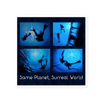 CAVIS Scuba Diver Silhouette Sticker - Same Planet, Surreal World Decal - 4 inch