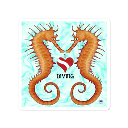 CAVIS Seahorse - I Love Diving - Sticker - Medium