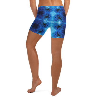 CAVIS Blue Ocean Octopus Boy Shorts - Underwater Pattern Yoga Shorts - Alternative Athletic Swim Bottom - Back
