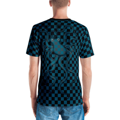 CAVIS 80's Retro Style Checkered Camouflage Octopus Shirt - All Over Print T-shirt - Men's - Back