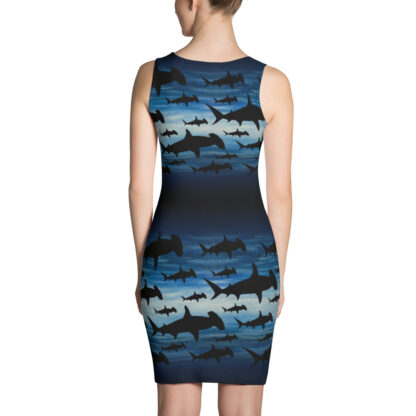 CAVIS Hammerhead Shark Fitted Dress - Dark Blue Sexy Fashion - Back
