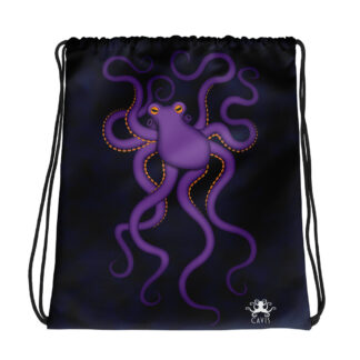 CAVIS Purple Octopus Drawstring Bag - Dark Background