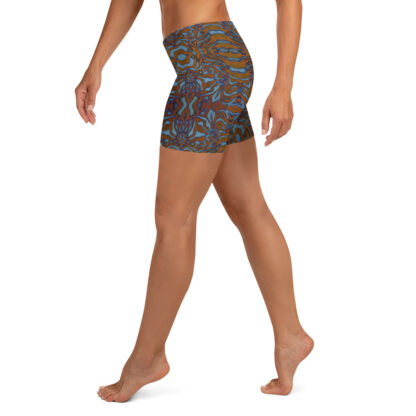 mockup-CAVIS Wunderpus Boy Shorts - yoga shorts - Orange Blue Octopus Pattern - Left