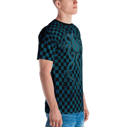 CAVIS 80's Retro Style Checkered Camouflage Octopus Shirt - All Over Print T-shirt - Men's - Right