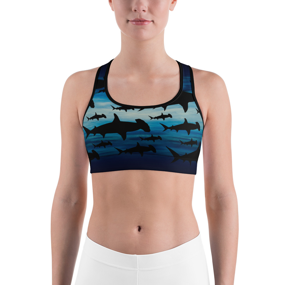  Ocean Shark Sphyrna Women's Sports Bra Medium Support Padded  Bras Breathable Yoga Vest Workout Tank Top S : Clothing, Shoes & Jewelry
