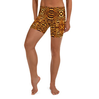 mockup-CAVIS Wunderpus Boy Shorts - yoga shorts - Yellow Orange Octopus Pattern - Front