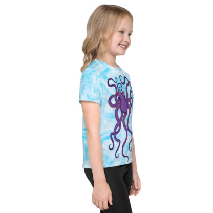 CAVIS Purple Octopus Youth Shirt - Light Blue All Over Print T-shirt - Kid's - Right