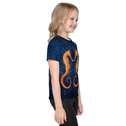 CAVIS Seahorse Kid's Shirt - Blue All Over Print T-shirt - Youth - Right