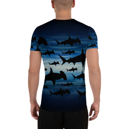 CAVIS Shark Pattern Athletic Shirt - Hammerhead Tech Shirt - Men's - Back