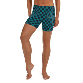 CAVIS 80's Retro Style Checkered Camouflage Octopus Fitted Boy Shorts - Women's - Front