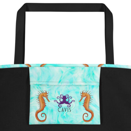 CAVIS Seahorse Pattern Beach Bag - Inside Pocket