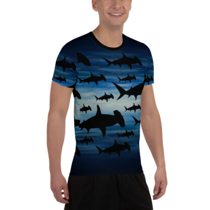 CAVIS Shark Pattern Athletic Shirt - Hammerhead Tech Shirt - Men's - Right