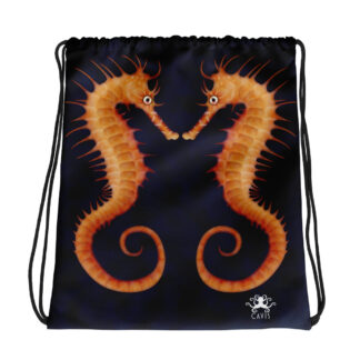 CAVIS Seahorse Drawstring Bag - Dark Background