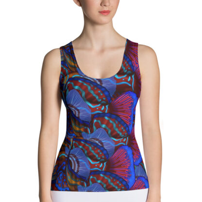 CAVIS Mandarinfish Pattern Colorful Fitted Tank Top - Front