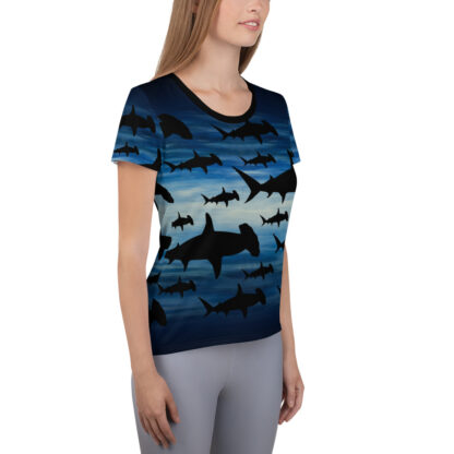 CAVIS Shark Pattern Athletic Shirt - Hammerhead Tech Shirt - Women's - Right