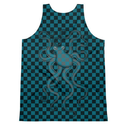 CAVIS 80's Retro Style Checkered Camouflage Octopus Tank Top - Back