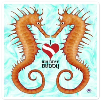 CAVIS Seahorse - I Love My Dive Buddy - Sticker - Large