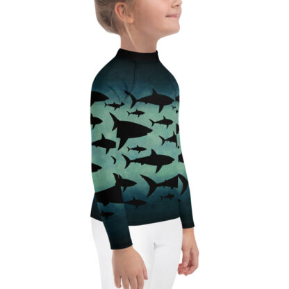 CAVIS a Shark Pattern Kid's Rash Guard, Sun Protection Swim Shirt - Right
