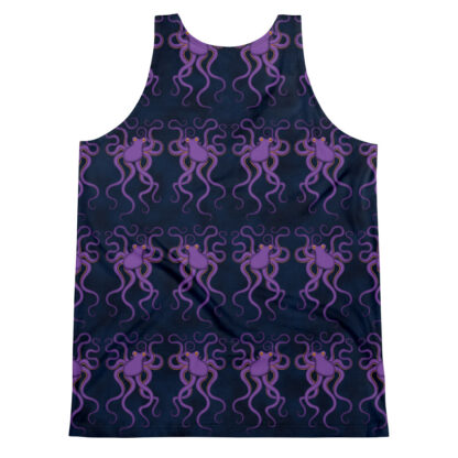 CAVIS Purple Octopus Pattern Tank Top - Dark Blue casual sleeveless Top - Back