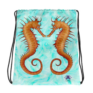 CAVIS Seahorse Drawstring Bag - Light Background