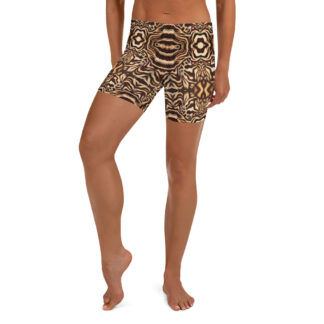 mockup-CAVIS Wunderpus Boy Shorts - yoga shorts - Natural Octopus Pattern - Front