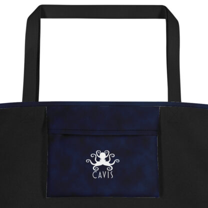 CAVIS Purple Octopus Beach Bag - Dark Blue Background - Inside Pocket