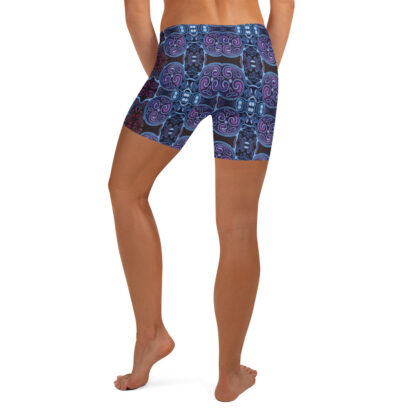 CAVIS Celtic Soul Boy Shorts - Purple Blue Pattern Yoga Shorts - Alternative Athletic Swim Bottom - Back