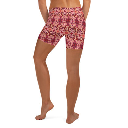 CAVIS Celtic Fire Boy Shorts - Red Pattern Yoga Shorts - Alternative Athletic Swim Bottom - Back