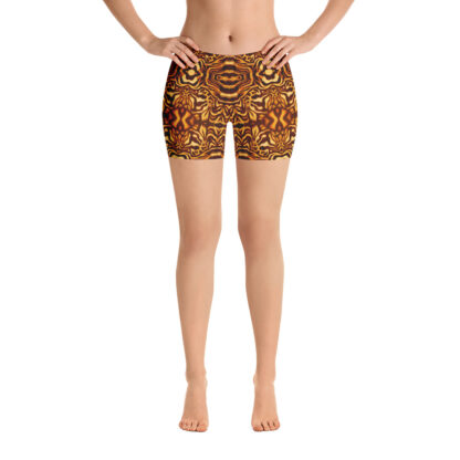 mockup-CAVIS Wunderpus Boy Shorts - yoga shorts - Yellow Orange Octopus Pattern - Front 2