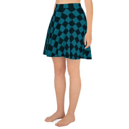 CAVIS Checkered Skater Style Skirt - Green and Black - Left