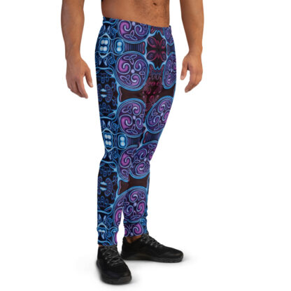 CAVIS Celtic Soul Joggers - Purple Blue Pattern Men's Sweatpants - Right