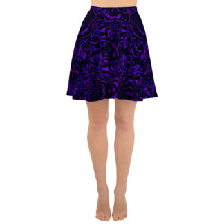CAVIS Wonderpus Skater Style Skirt – Purple Black Octopus Pattern – Front