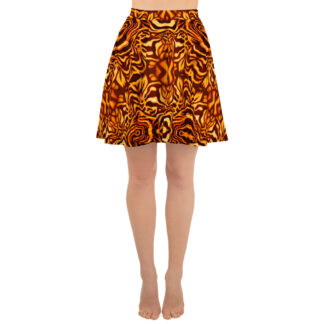 CAVIS Wonderpus Skater Style Skirt – Yellow Orange – Octopus Pattern – Front