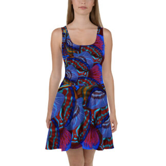 CAVIS Mandarinfish Pattern Skater Style Flared Dress – Front