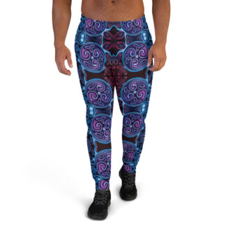 CAVIS Celtic Soul Joggers - Purple Blue Pattern Men's Sweatpants - Front