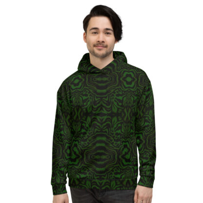 CAVIS Wonderpus Pull Over Hoodie - Green Black Octopus Pattern Hooded Sweatshirt - Front