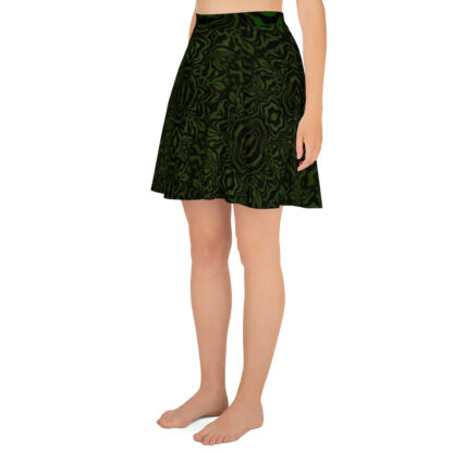 CAVIS Wonderpus Skater Style Skirt - Green Black Octopus Pattern - Left