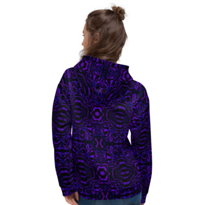 CAVIS Wonderpus Pull Over Hoodie - Purple Black Octopus Pattern Hooded Sweatshirt - Back