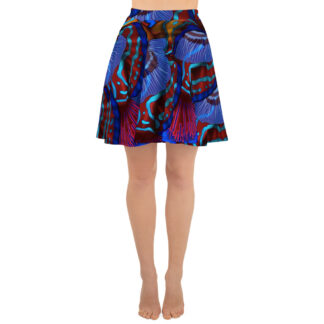 CAVIS Mandarinfish Pattern Skater Style Flared Skirt - Front