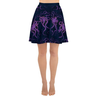 CAVIS Purple Octopus Skater Style Skirt - Front