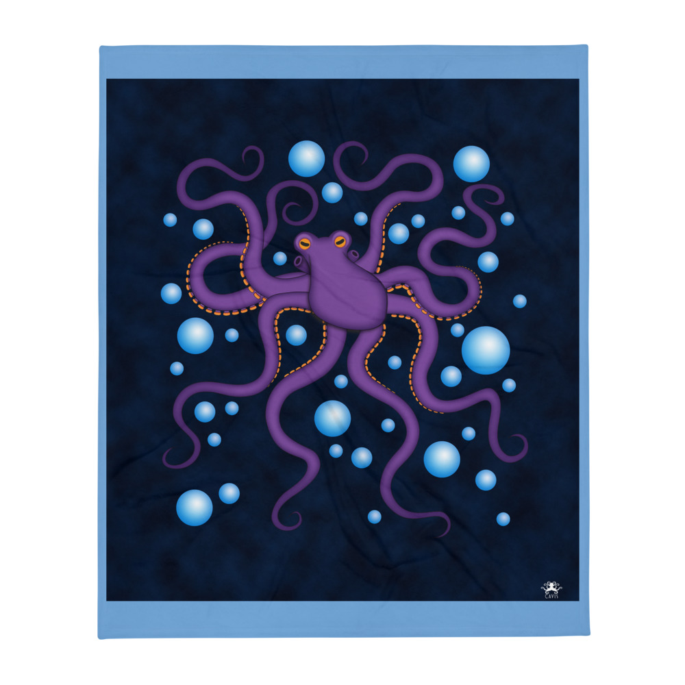 CAVIS Purple Octopus Bubbles Throw Blanket, Fun Sea Life Fabric Accent ...