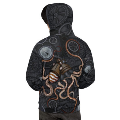 CAVIS Steampunk Octopus Gears Pullover Hoodie Sweatshirt - Back