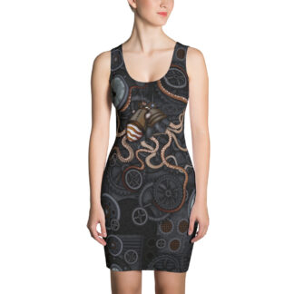 CAVIS Steampunk Octopus Women’s Fitted Dress – Front